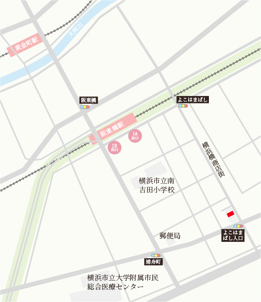 横浜橋クリニックへのマップイラスト